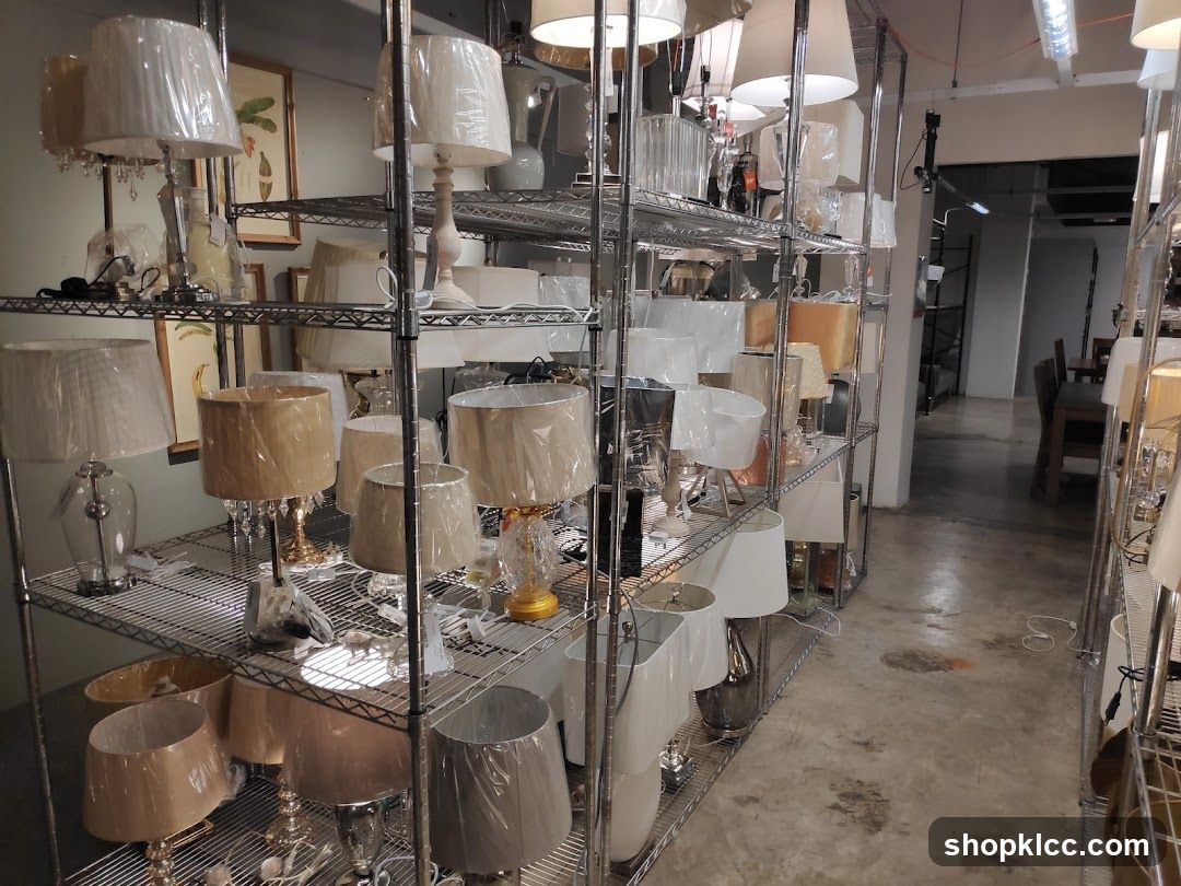Lamps on Display Shelves