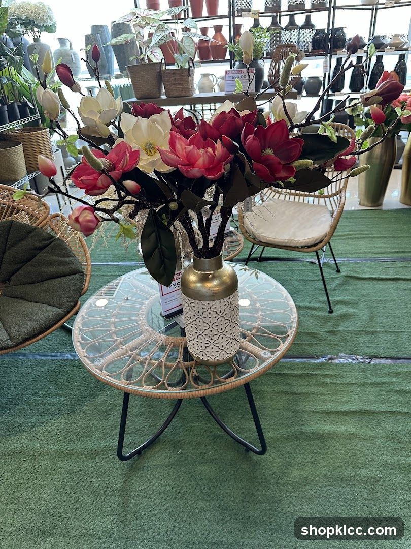 Decorative Flowers and Vase on Coffee Table
