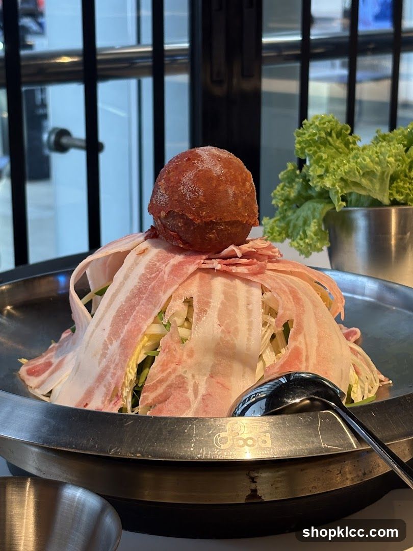 Pork Belly and Meatball Dish