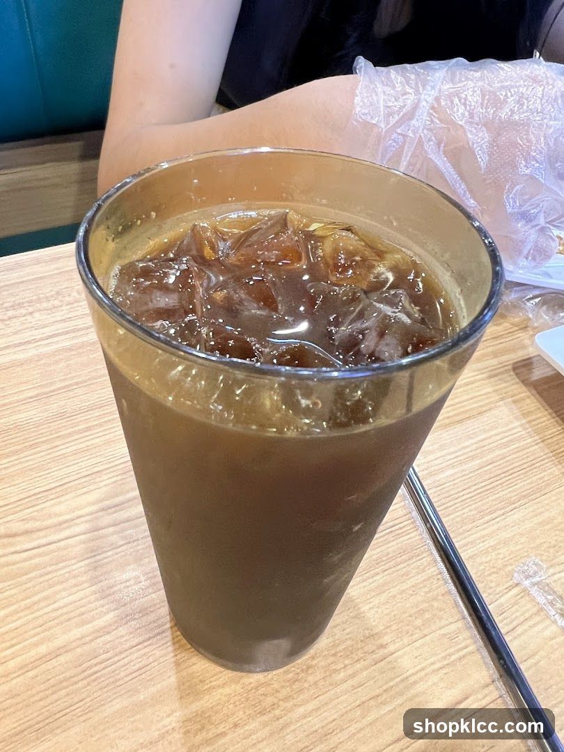 Iced beverage on table