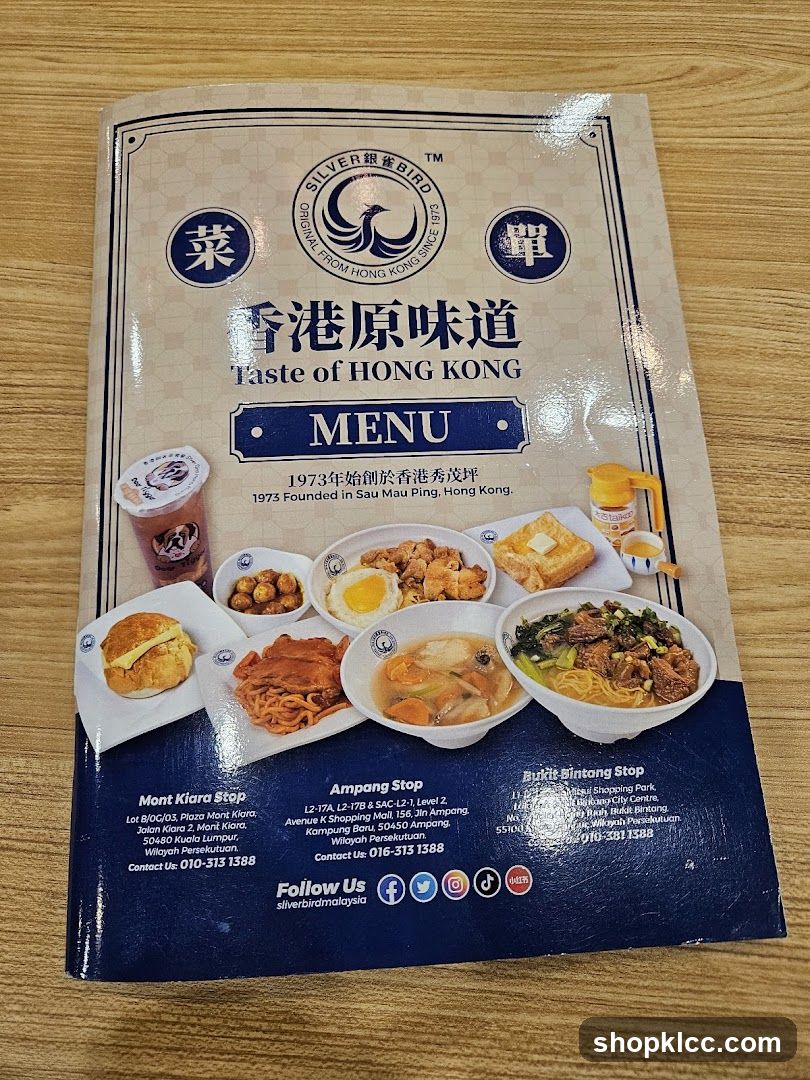 Silver Bird Menu Brochure