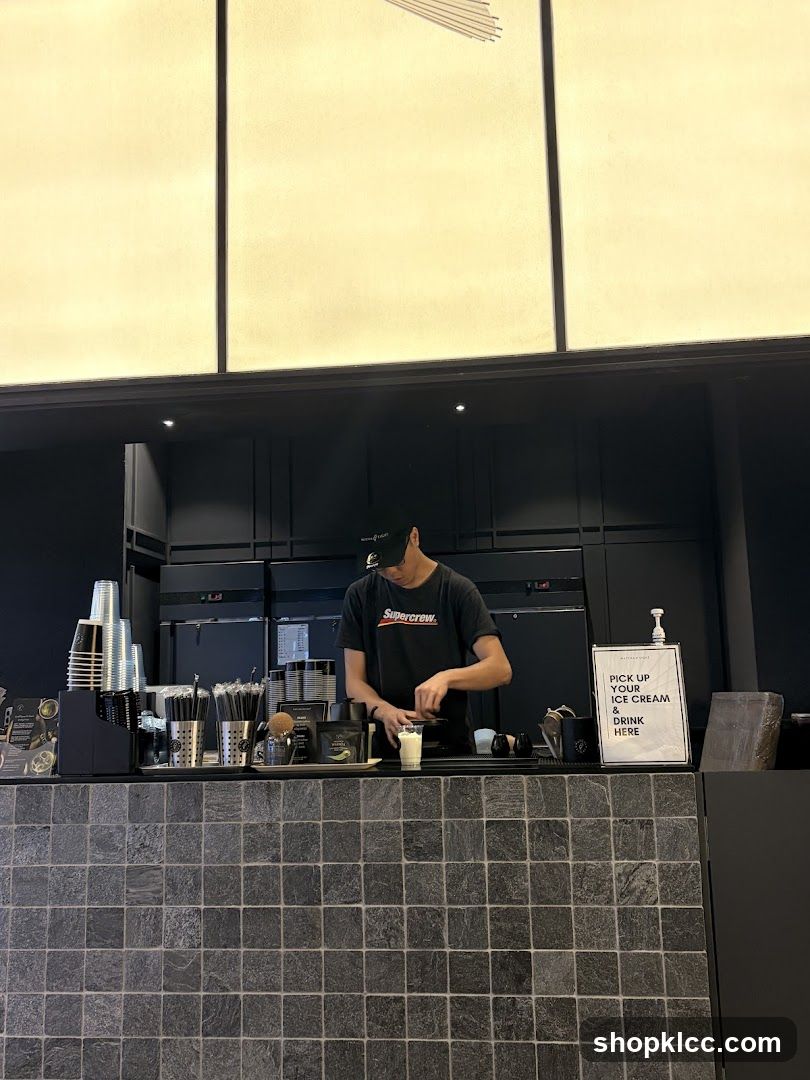 Barista preparing drink