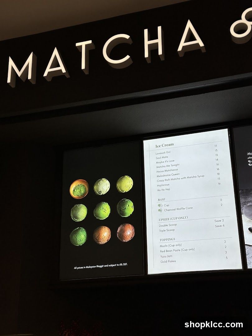Matcha Ice Cream Menu