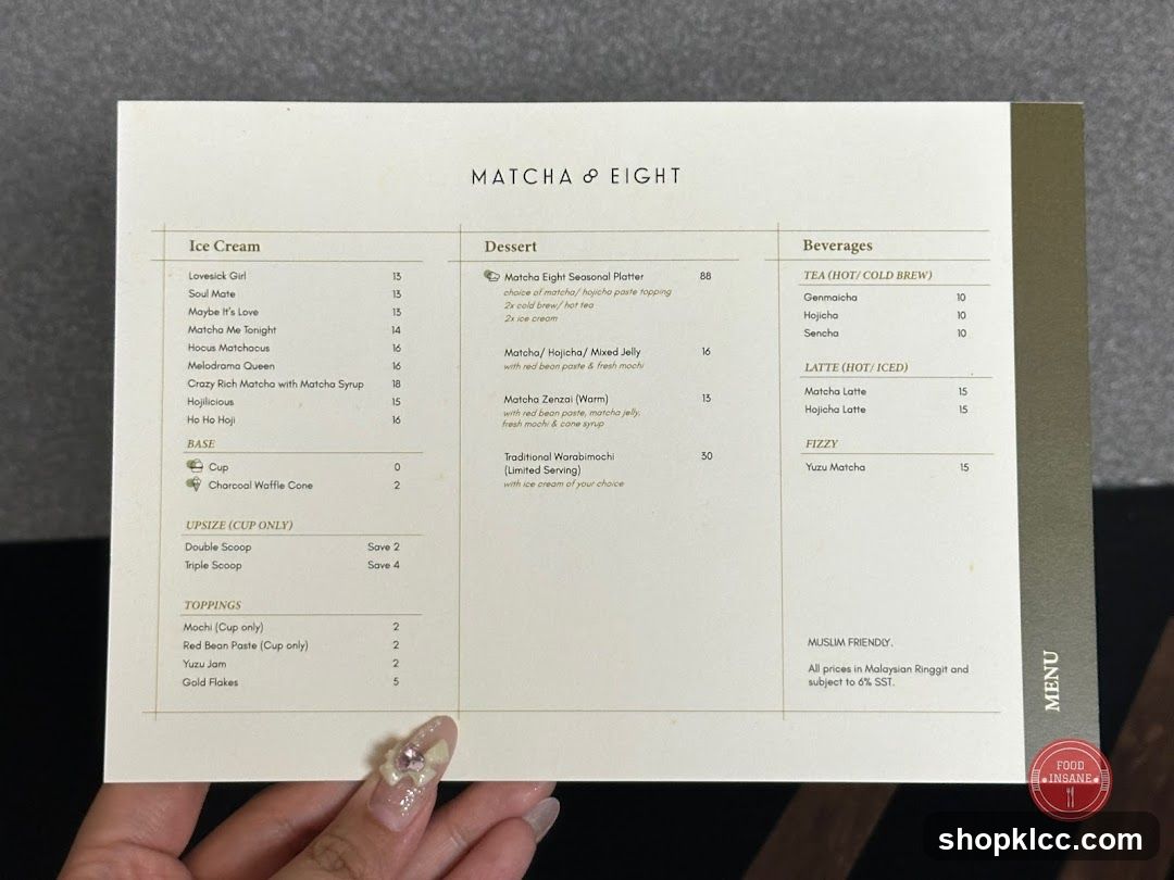 MATCHA & EIGHT Menu