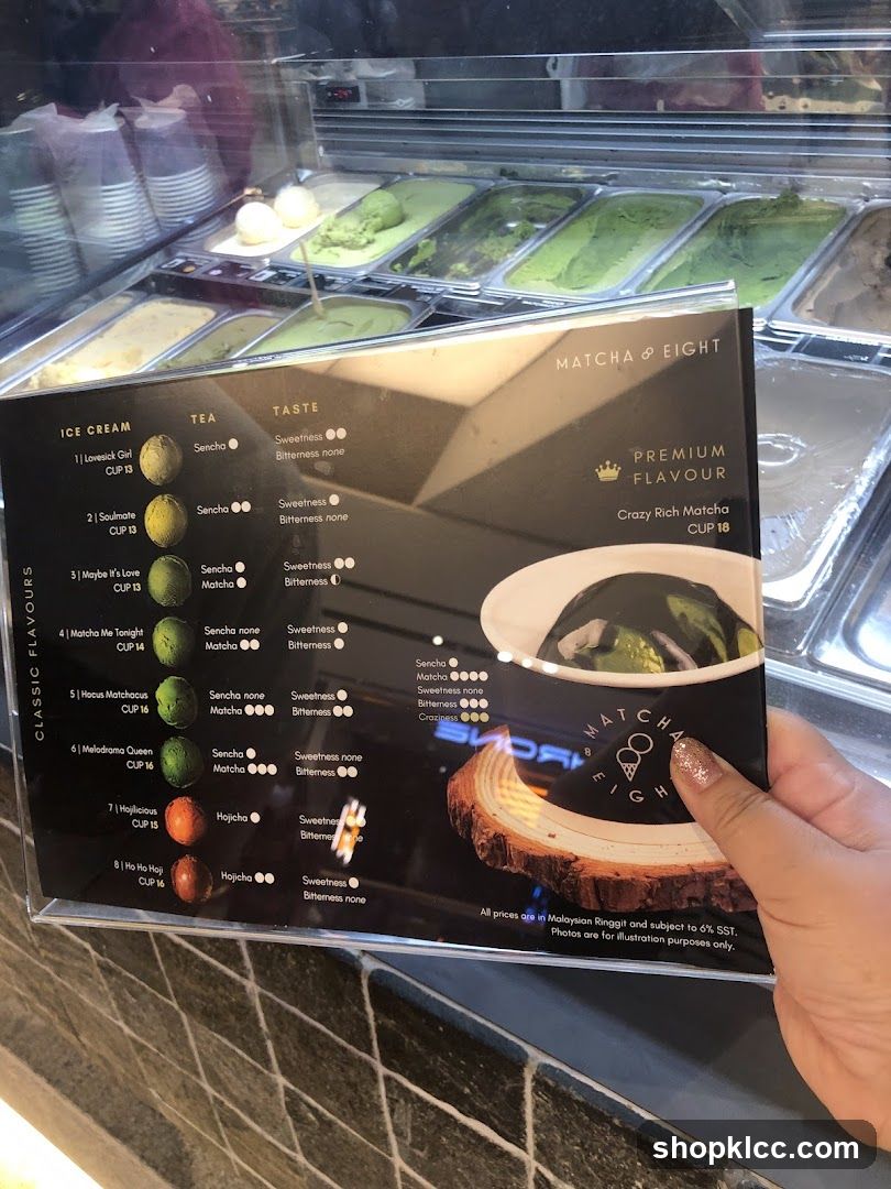 Matcha & Eight Ice Cream Menu