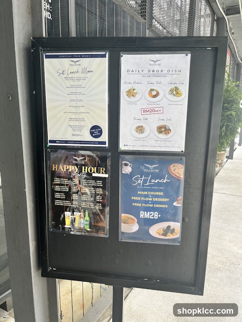 Sky Lounge Menus