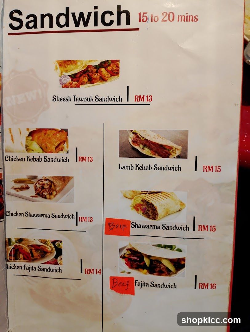 Sandwich Menu
