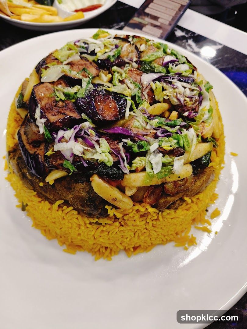 Rice dish with eggplant and vegetables