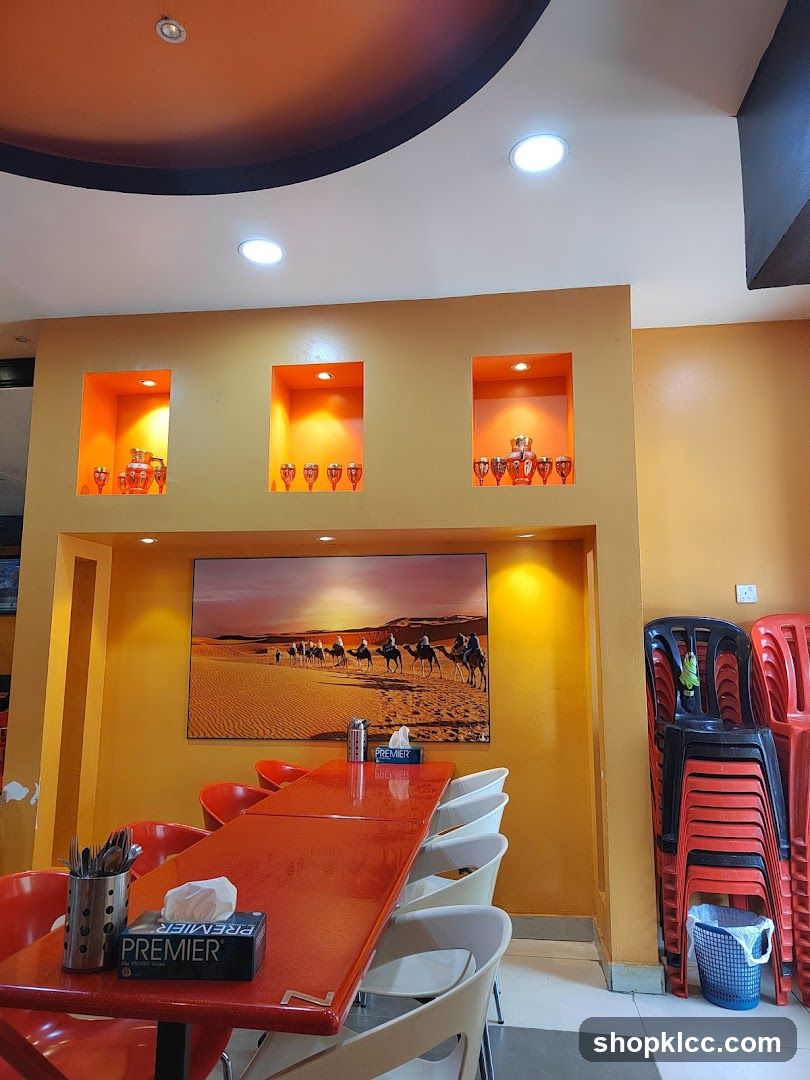 Restaurant Interior with Desert Scene Artwork