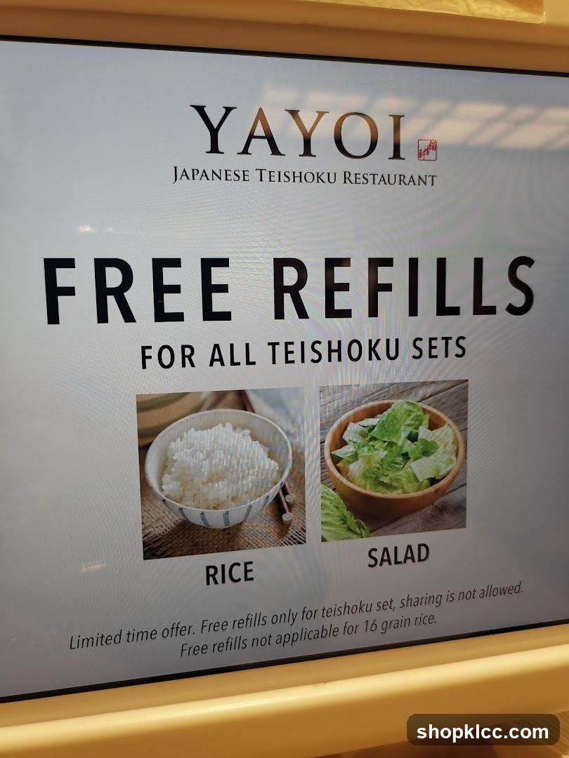 Yayoi Japanese Teishoku Restaurant Free Refills