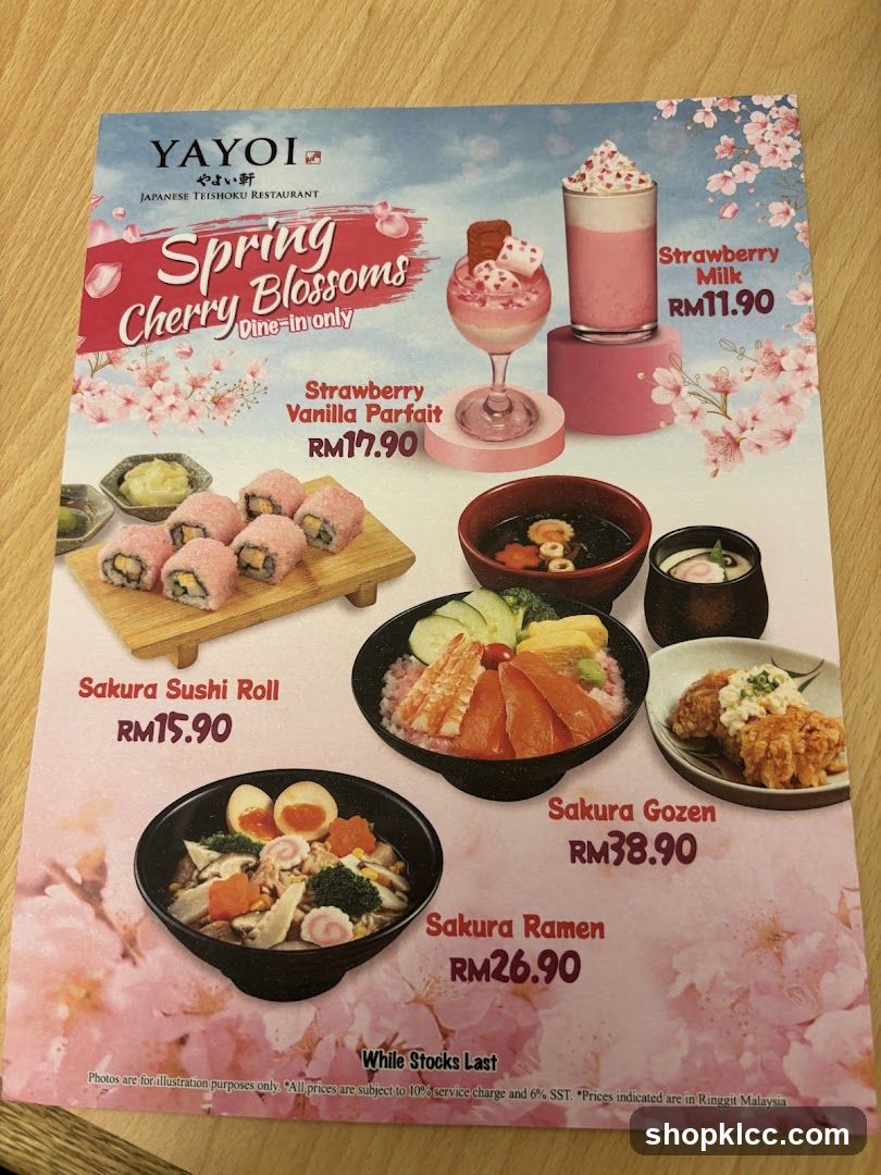 Yayoi Spring Cherry Blossoms Menu