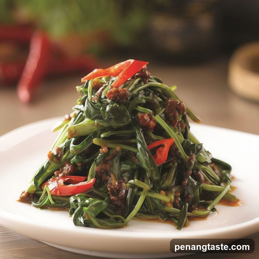 Stir-fried Water Spinach with Minced Meat