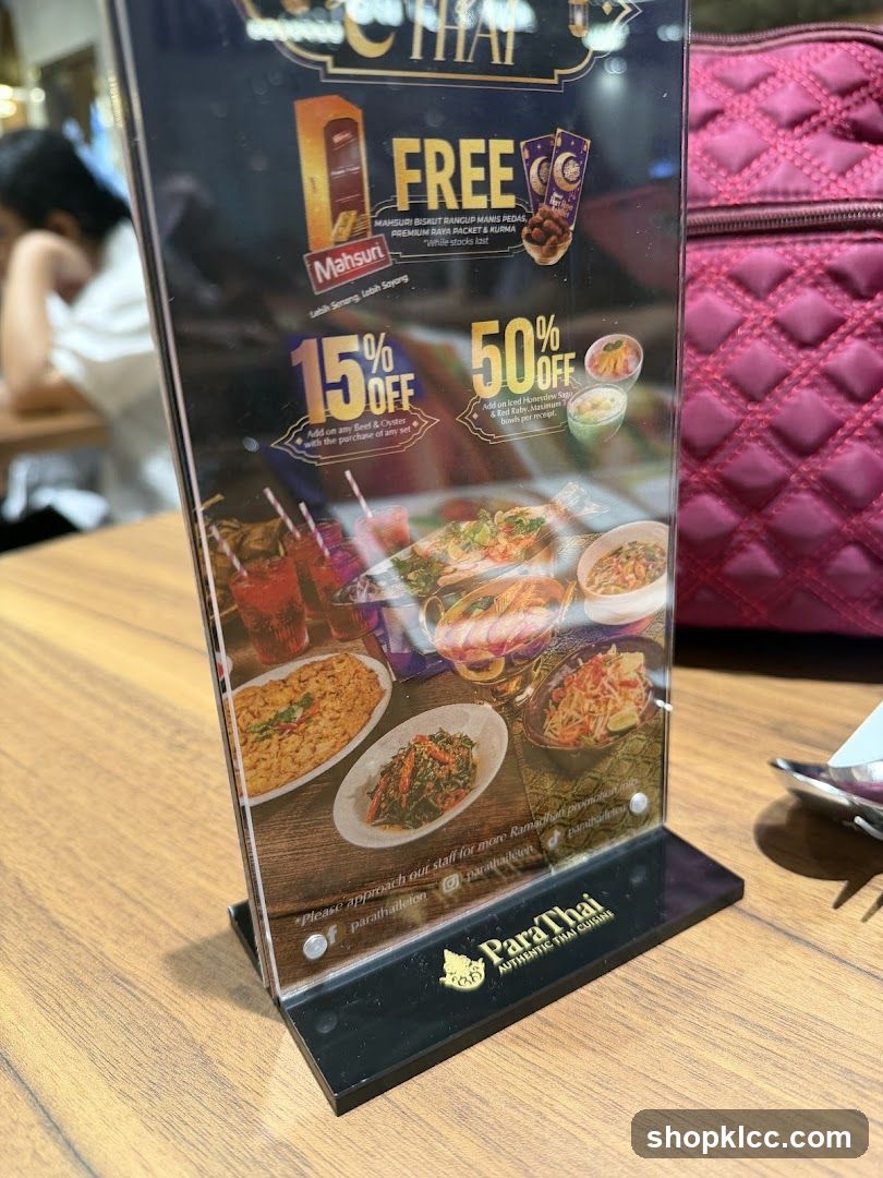 ParaThai Menu Display