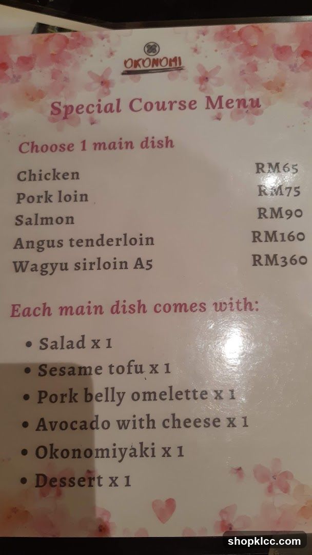 Special Course Menu