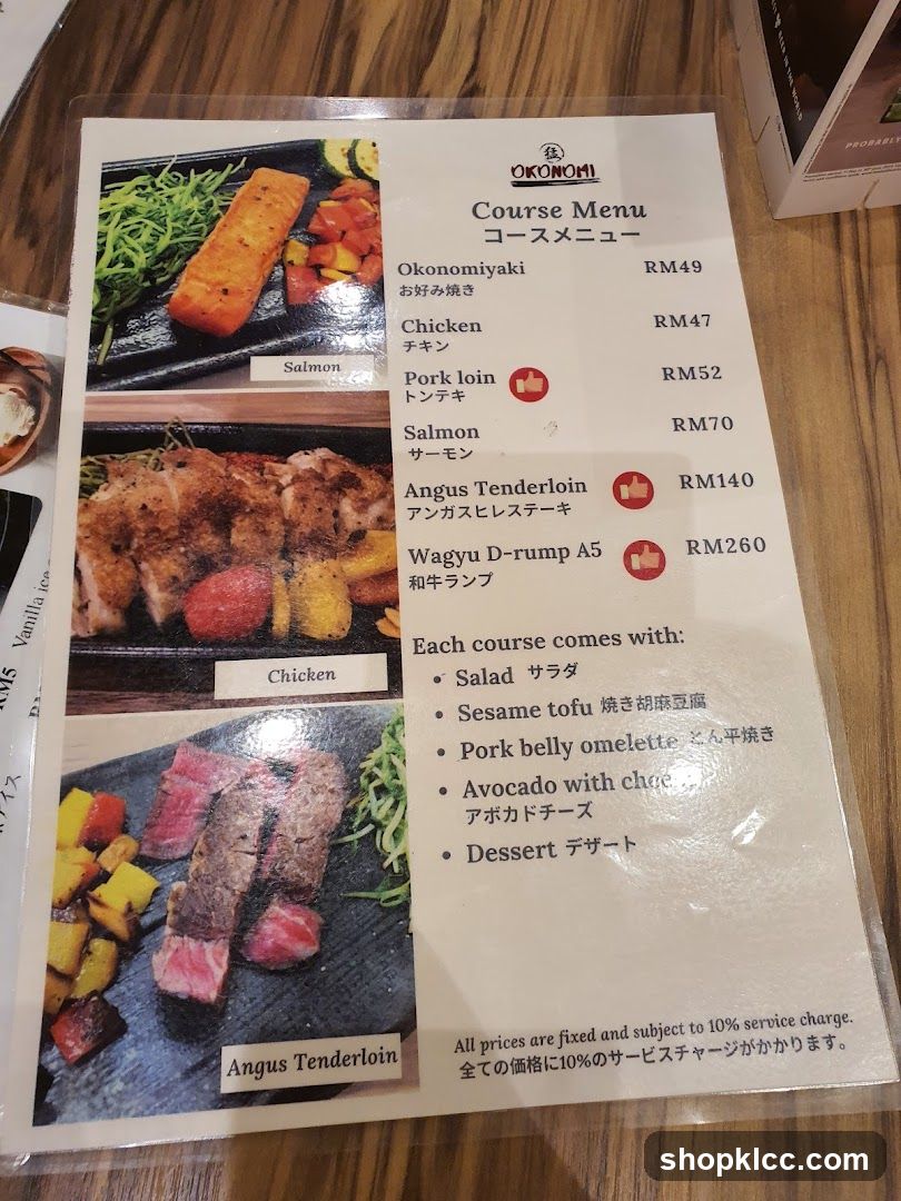 OKONOMI Course Menu