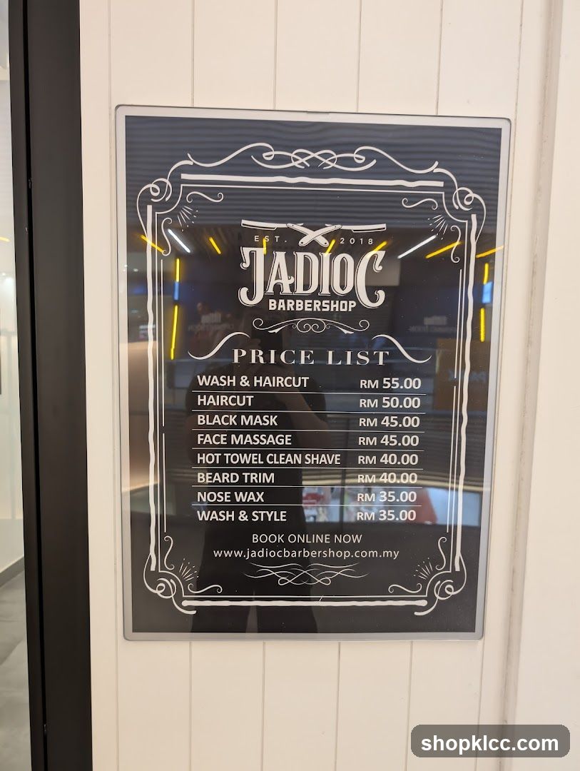JADIOC BARBERSHOP PRICE LIST