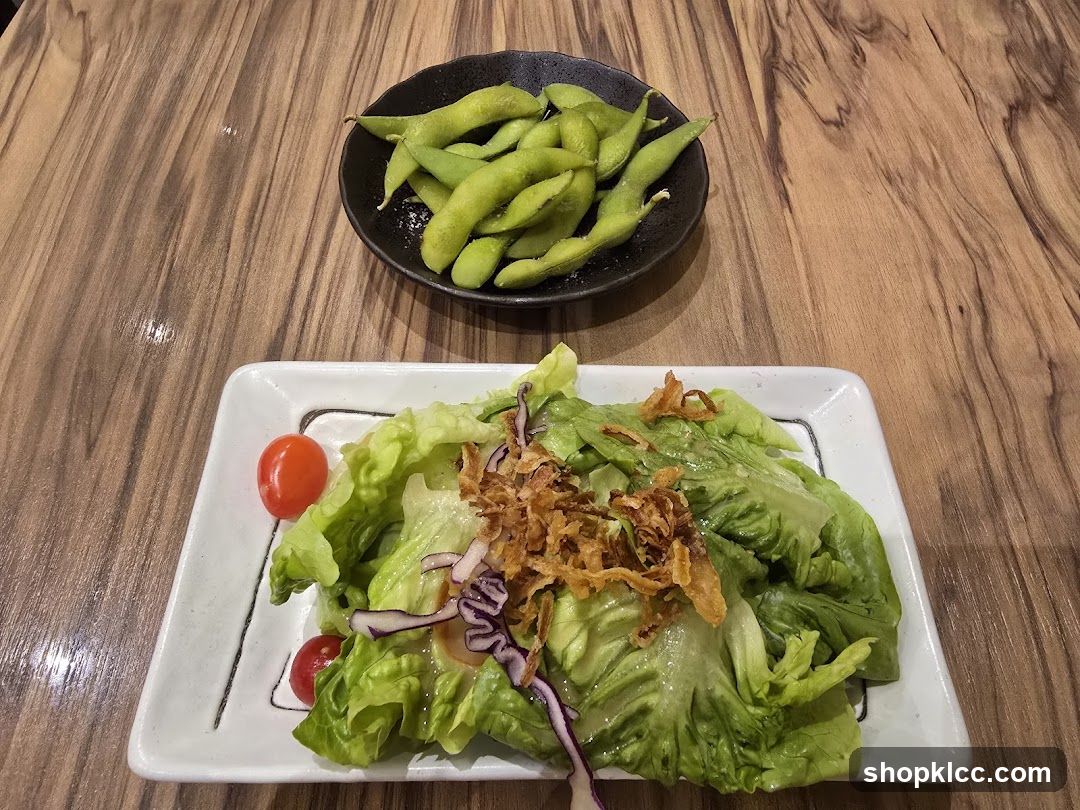 Salad and Edamame