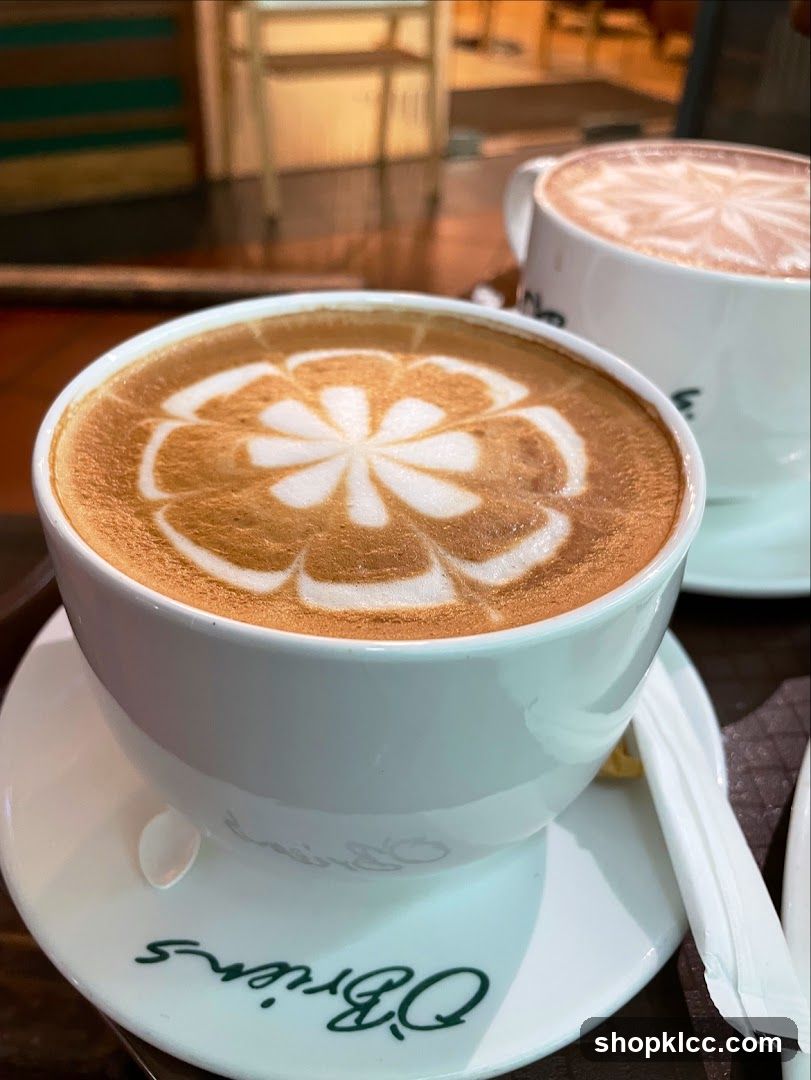 Latte art in coffee cups