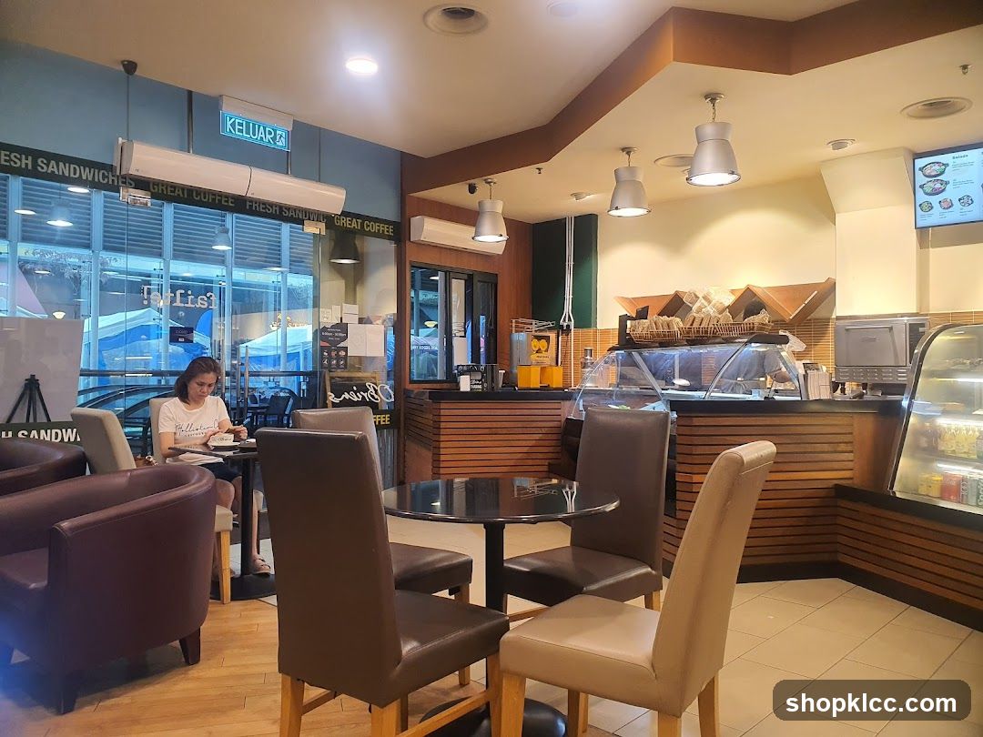Cafe Interior with Seating and Counter