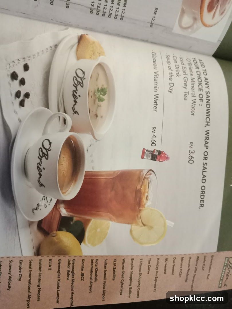 O'Briens Irish Sandwich Cafe Menu