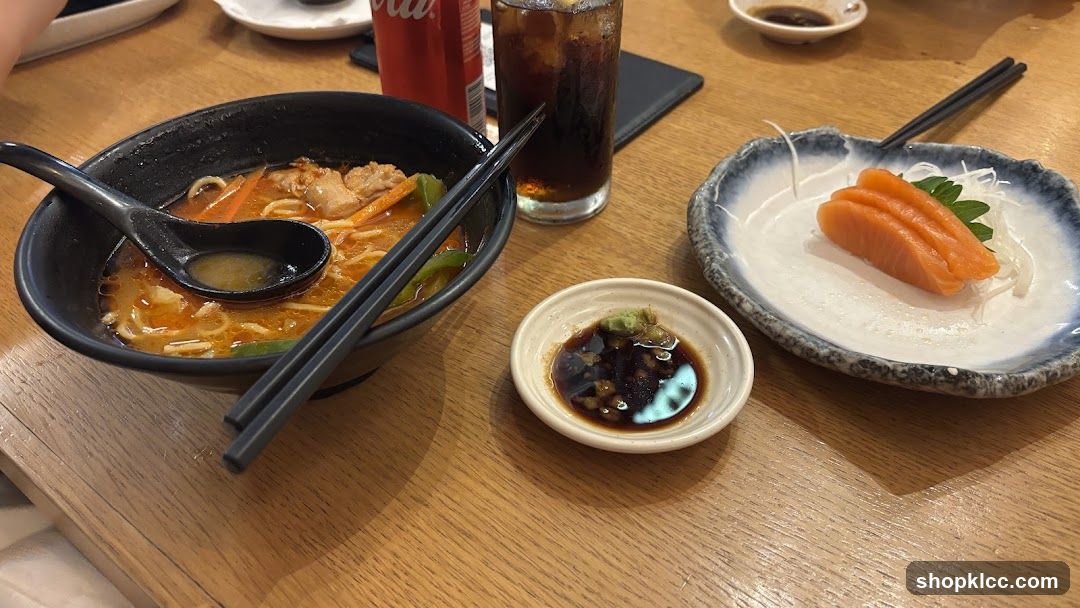Ramen and Salmon Sashimi