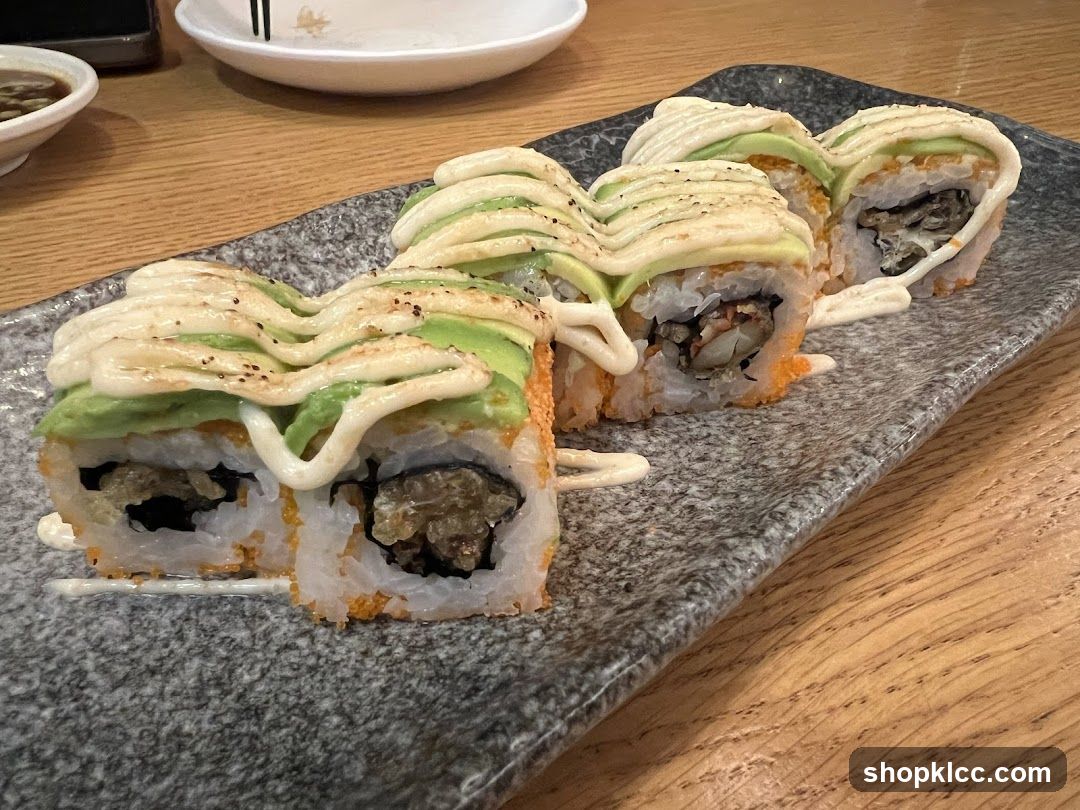 Sushi Rolls with Avocado and Sauce