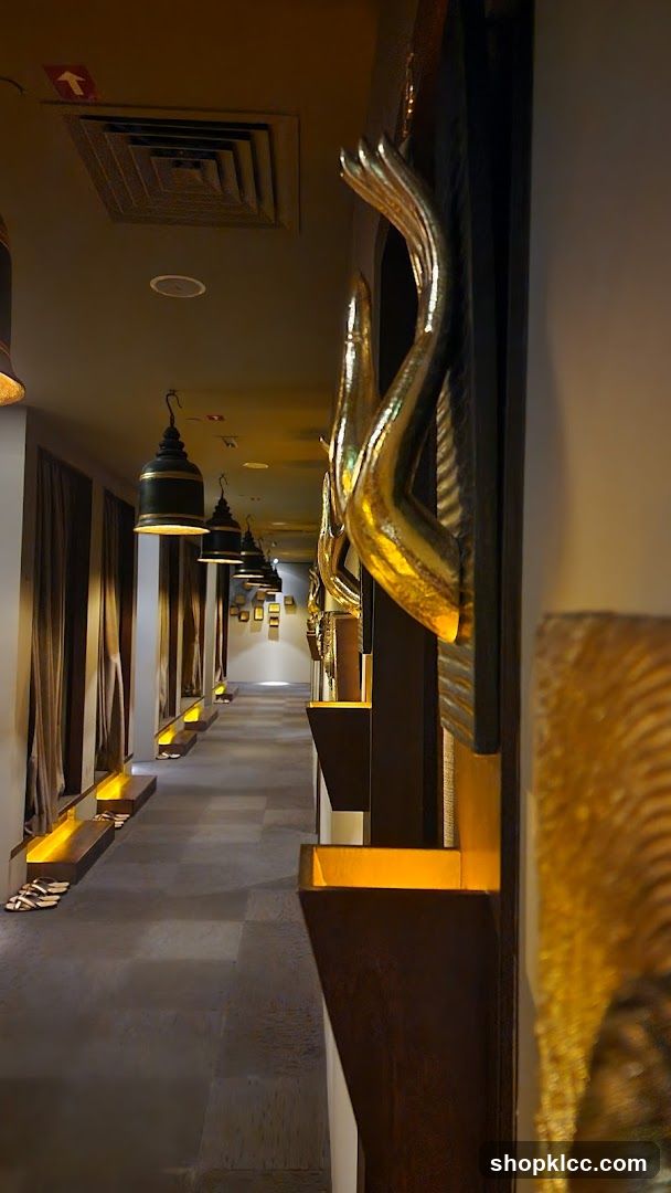 Hallway with Thai-inspired decor