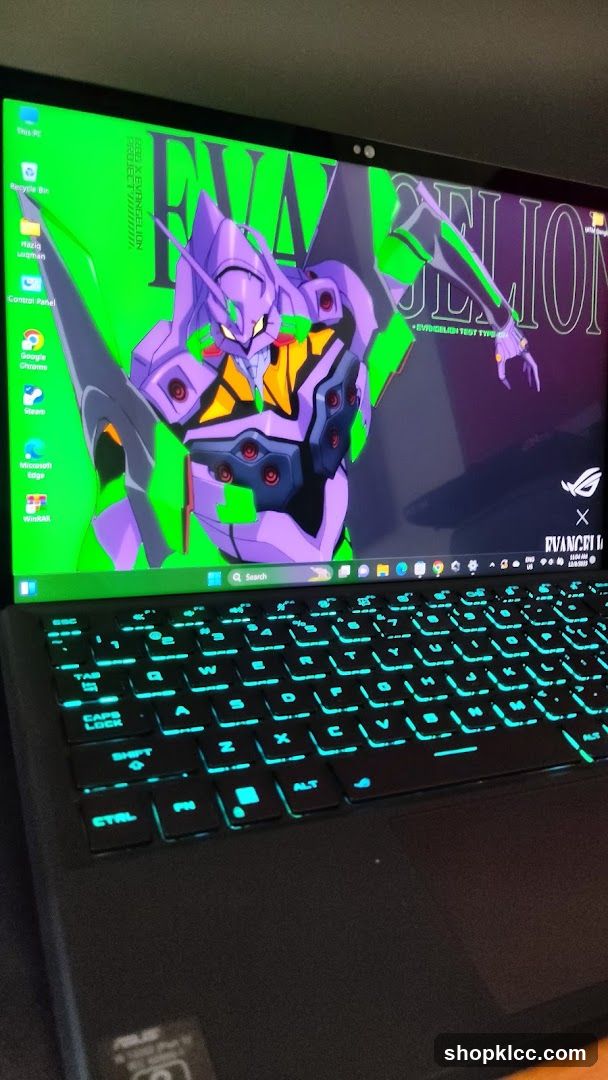 Laptop with Evangelion Wallpaper
