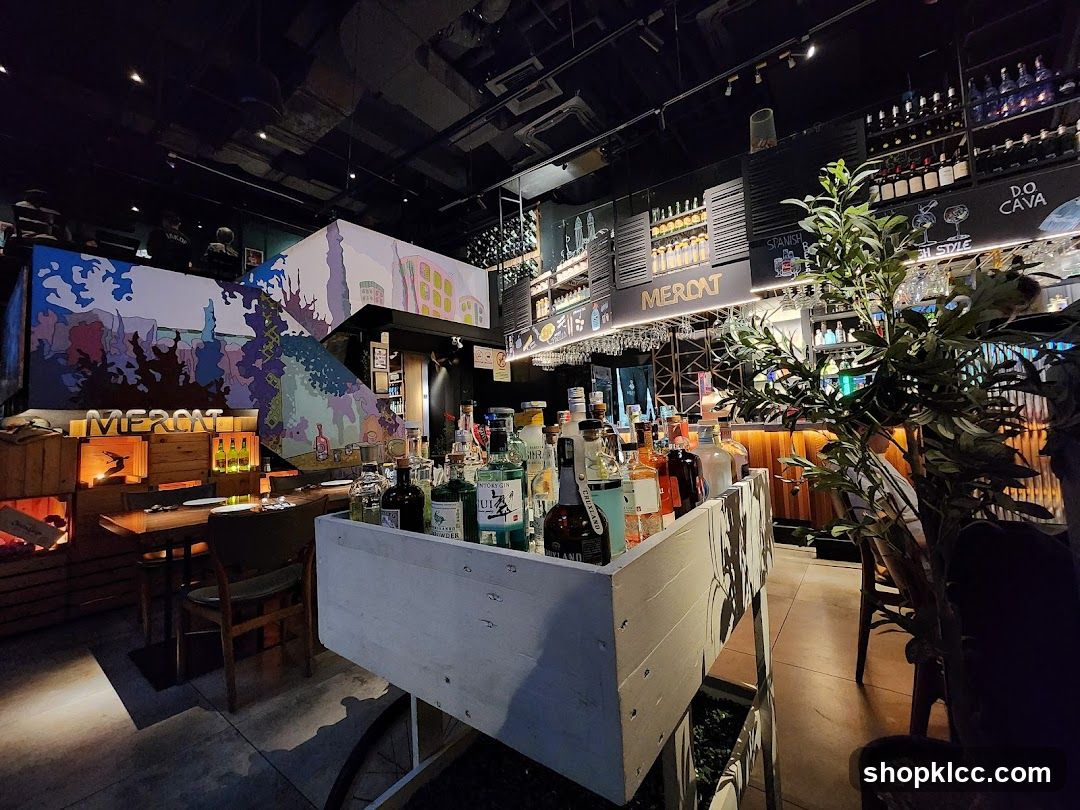 Bar Interior with Bottles and Artwork