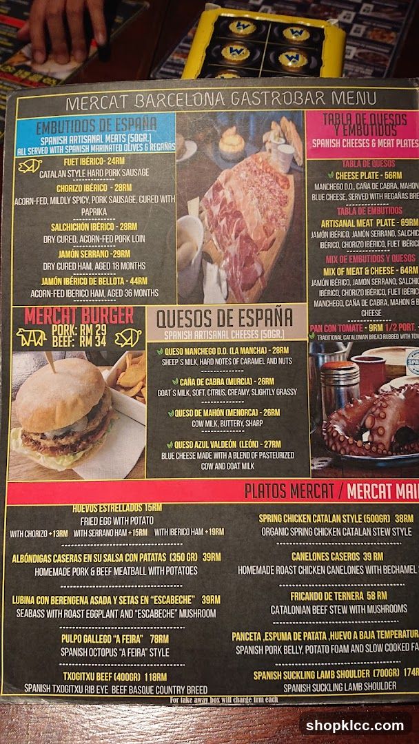 MERCAT BARCELONA GASTROBAR MENU