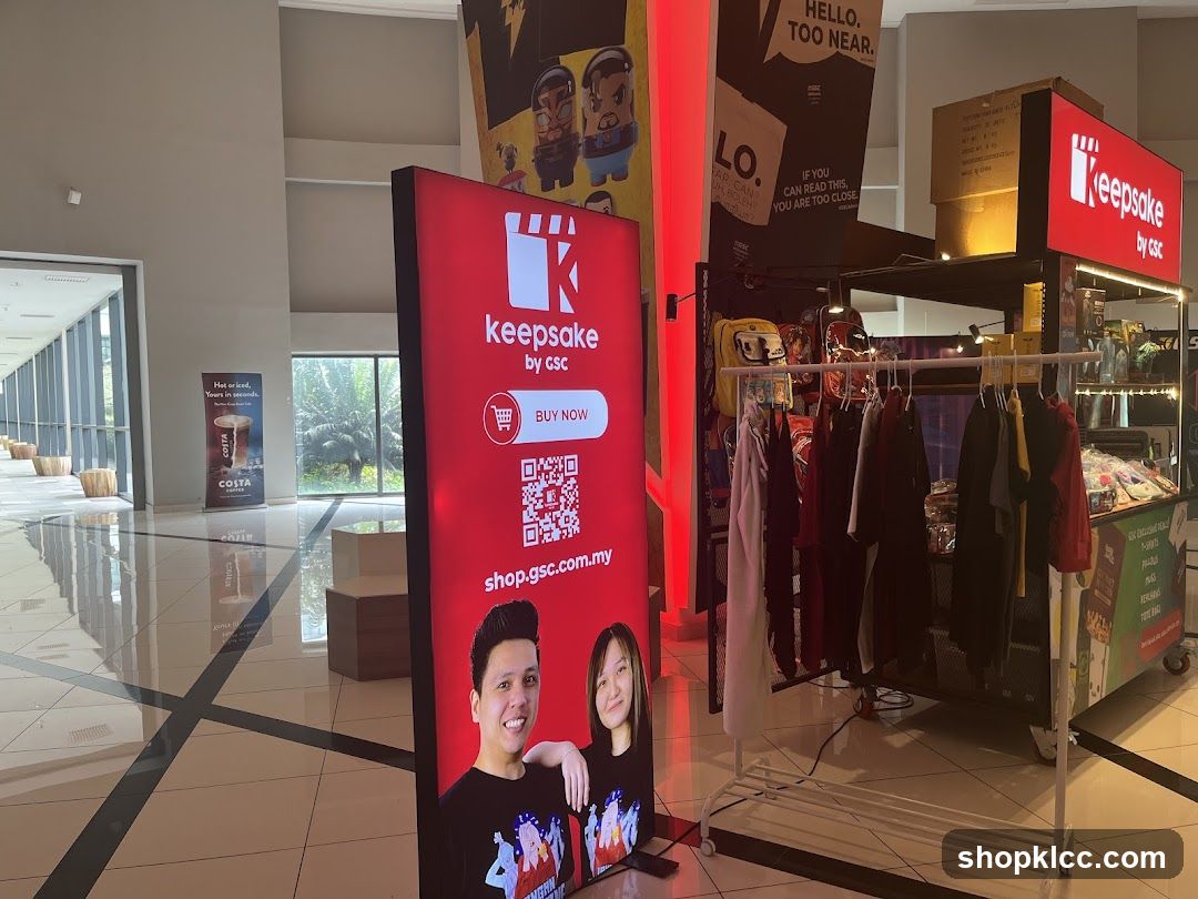Retail stall with clothing and merchandise
