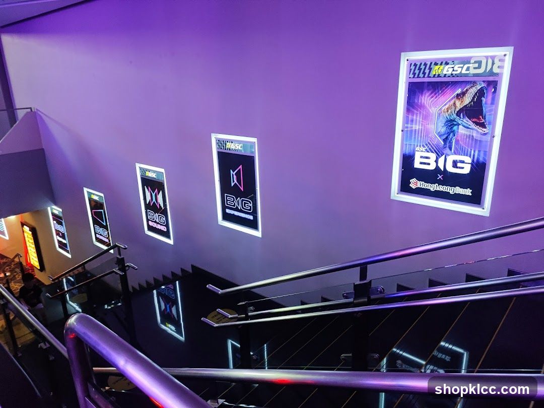 Illuminated Posters on Staircase