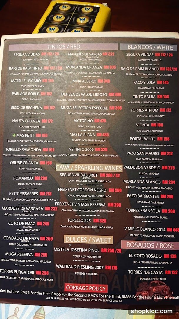 Wines Menu