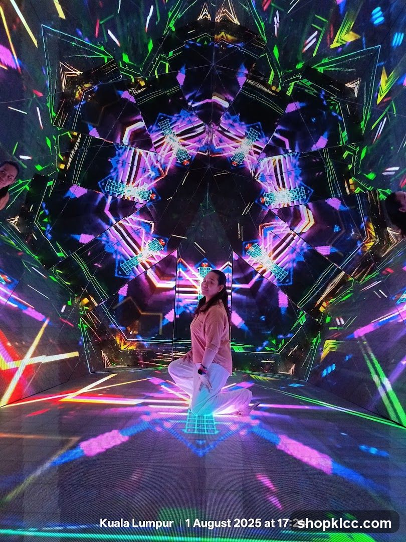 Woman Posing in a Digital Art Installation
