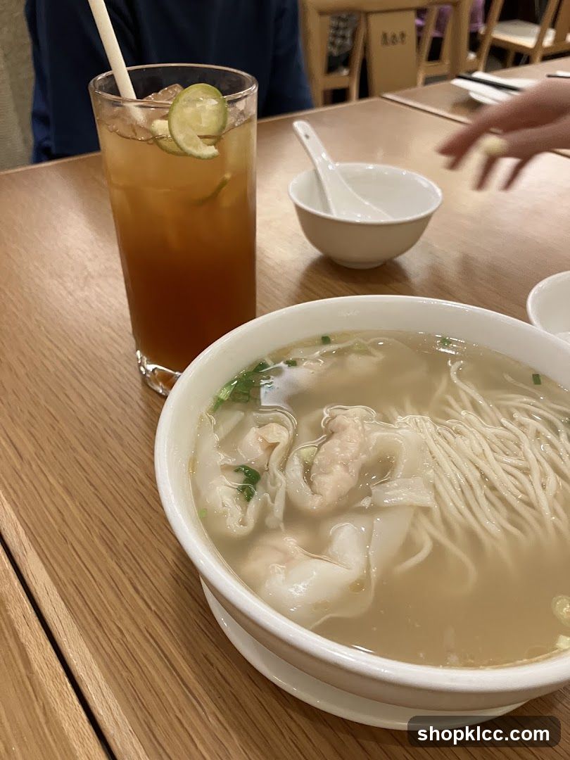 Wonton Noodle Soup and Iced Tea