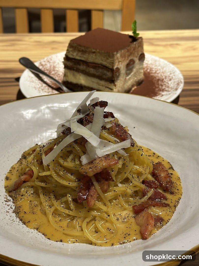 Spaghetti Carbonara and Tiramisu