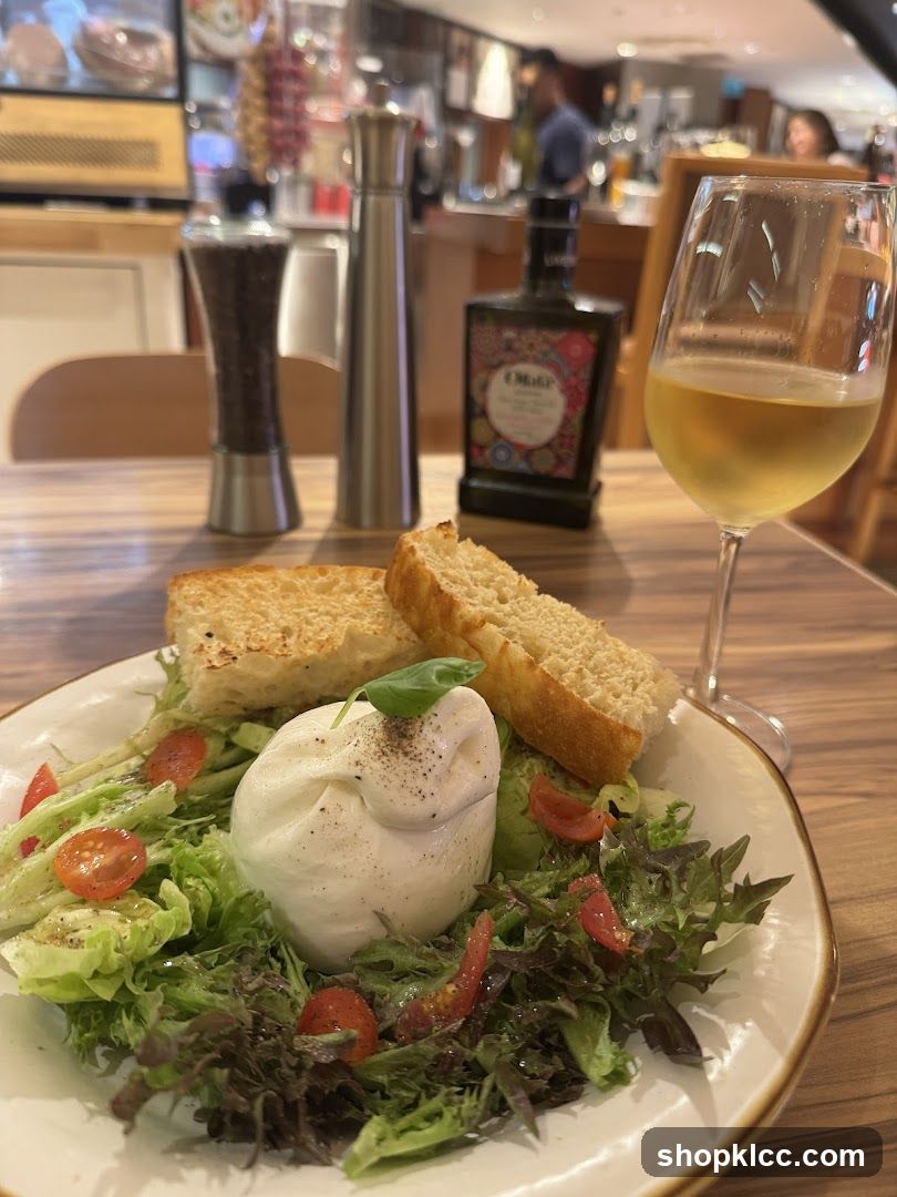 Burrata Salad with Bread and Wine