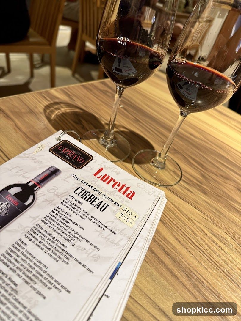 Luretta Wine Menu