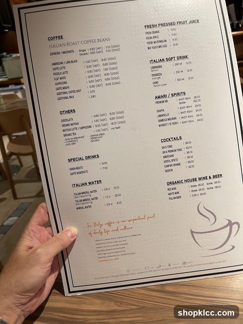 Coffee and Drinks Menu