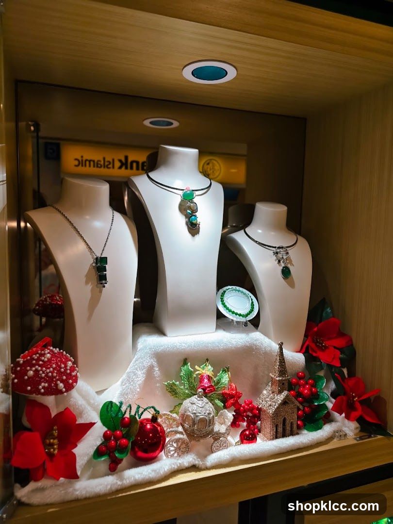 Jewelry Display with Christmas Decorations