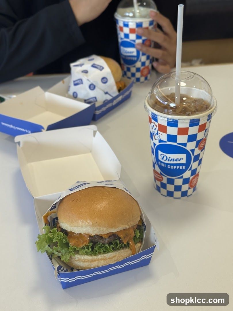 Burgers and drinks