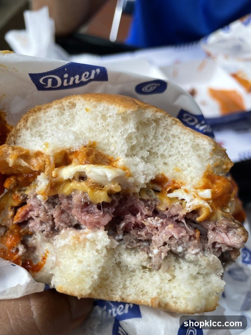 Burger with "Diner" wrapper