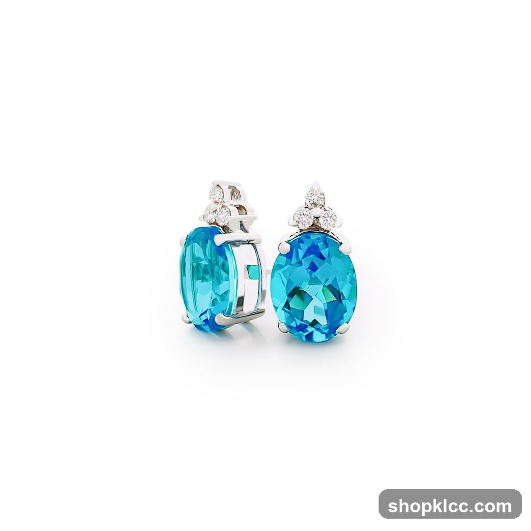 Blue Topaz and Diamond Earrings