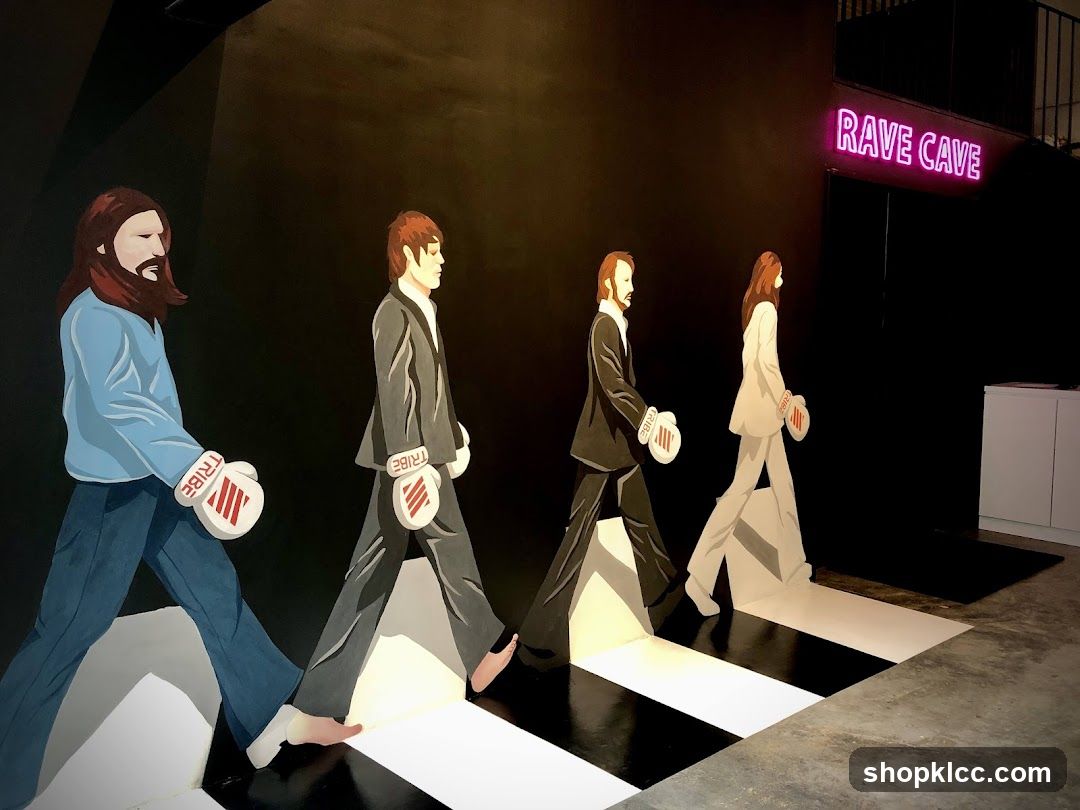 Abbey Road Mural with Neon Sign