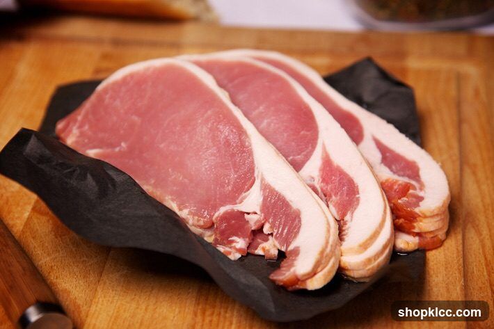 Raw Bacon Slices