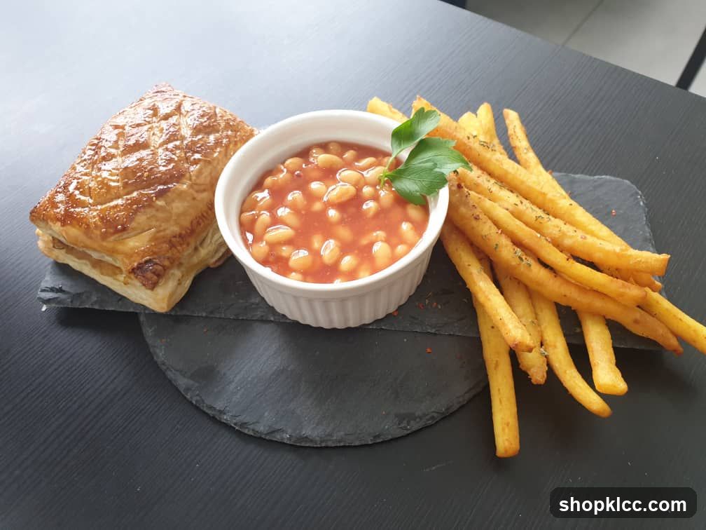 Savory Pastry with Beans and Fries