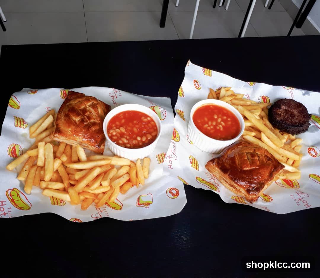 Pies with Fries and Beans