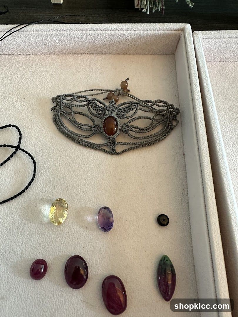 Macrame Choker and Gemstones