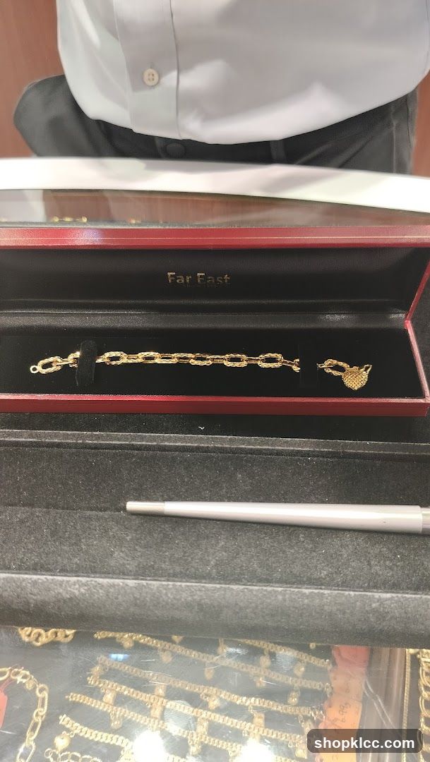 Gold bracelet in a display case