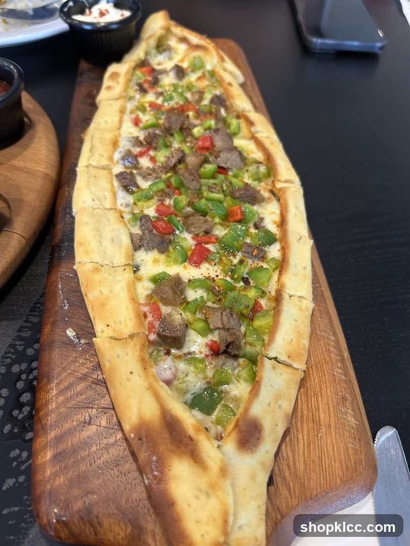 Pide with Meat and Peppers